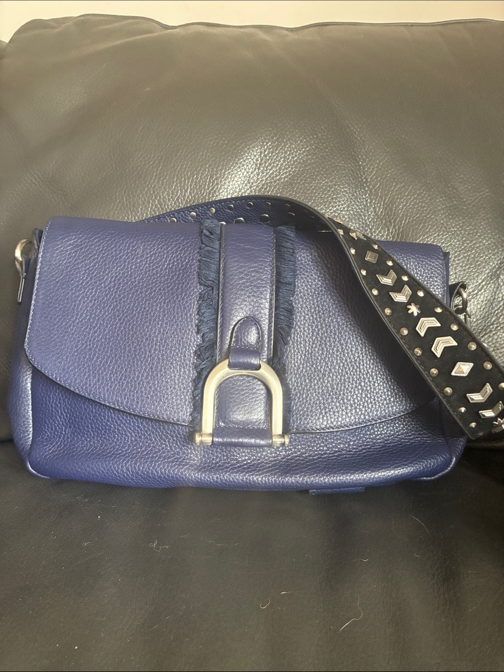 Sam Edelman Petra Silver Rivet shoulder bag in navy